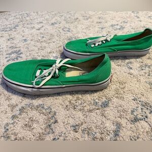 Green Canvas Sneakers with White Laces